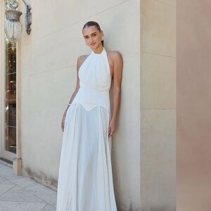 Meshki “Susan” Ivory Halter Neck Bridal Maxi Dress
